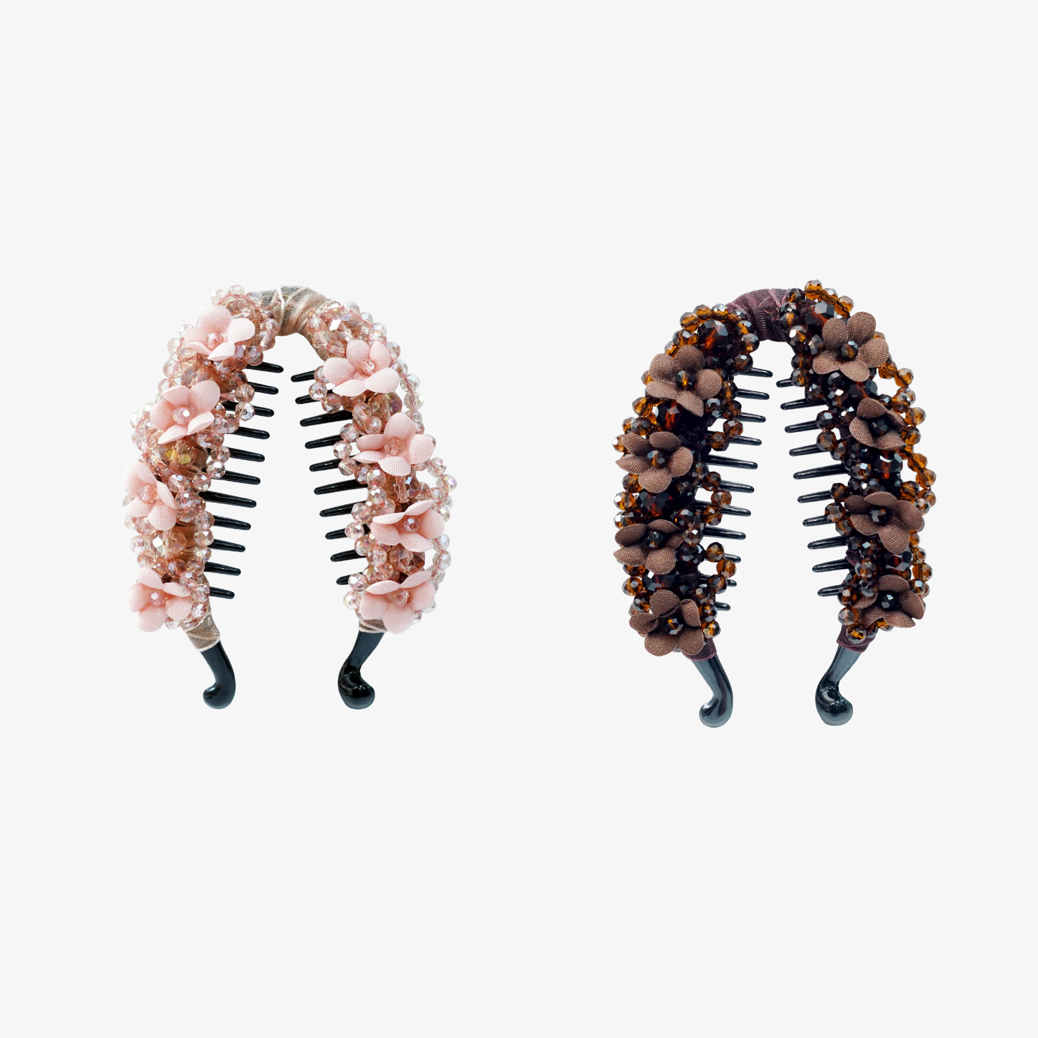 Floral Crystal Studded Banana Clip (Pack Of 2)