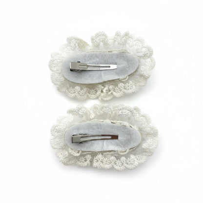 Sleek Bows on Beautiful Lacy Tic Tac Pins (Two pairs)