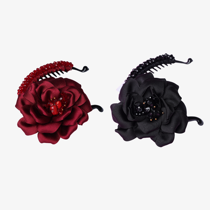 Crystal Banana Clip with Embellished Flower (Pack of 2)