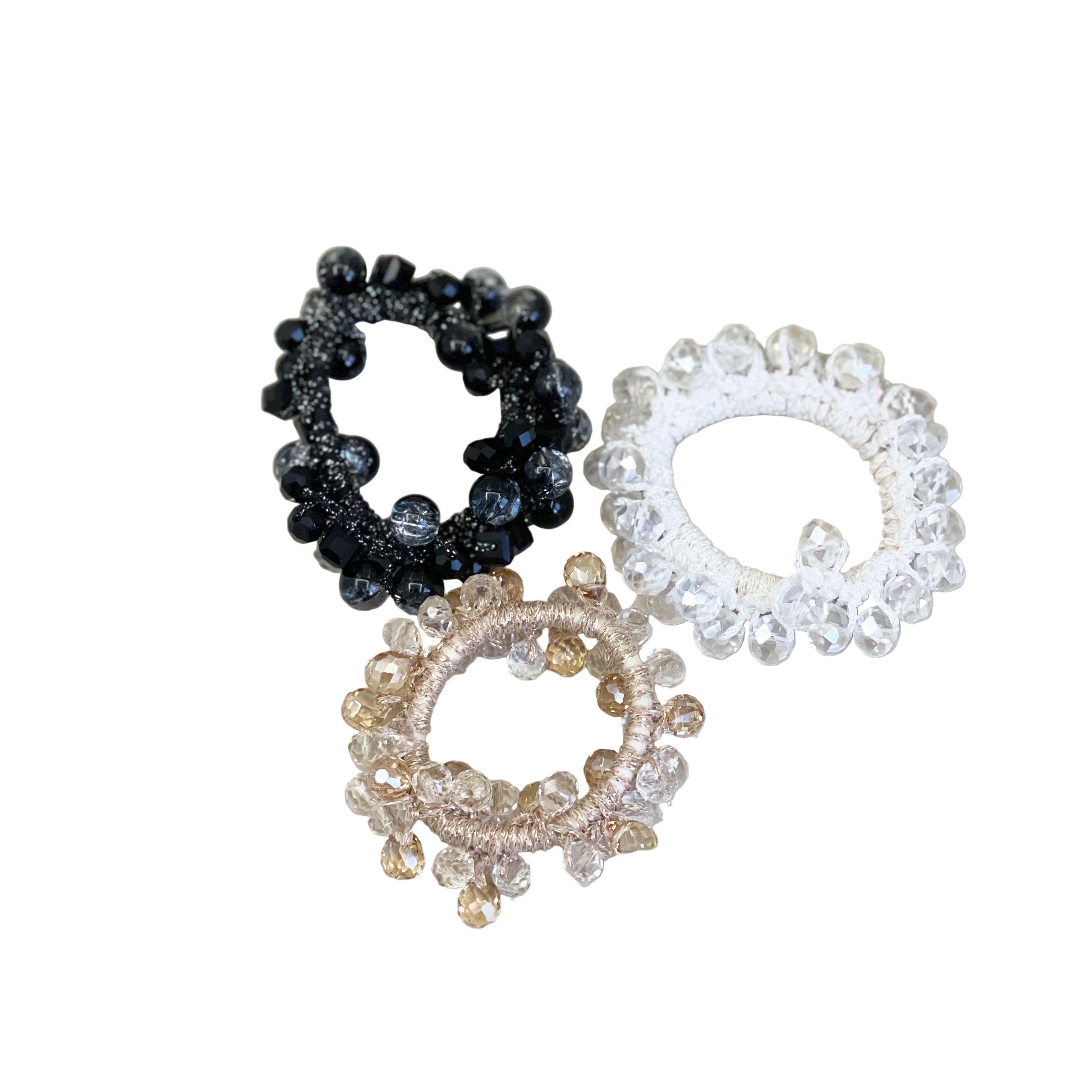 Premium Crystal Studded Hair Ties (Pack of 3)