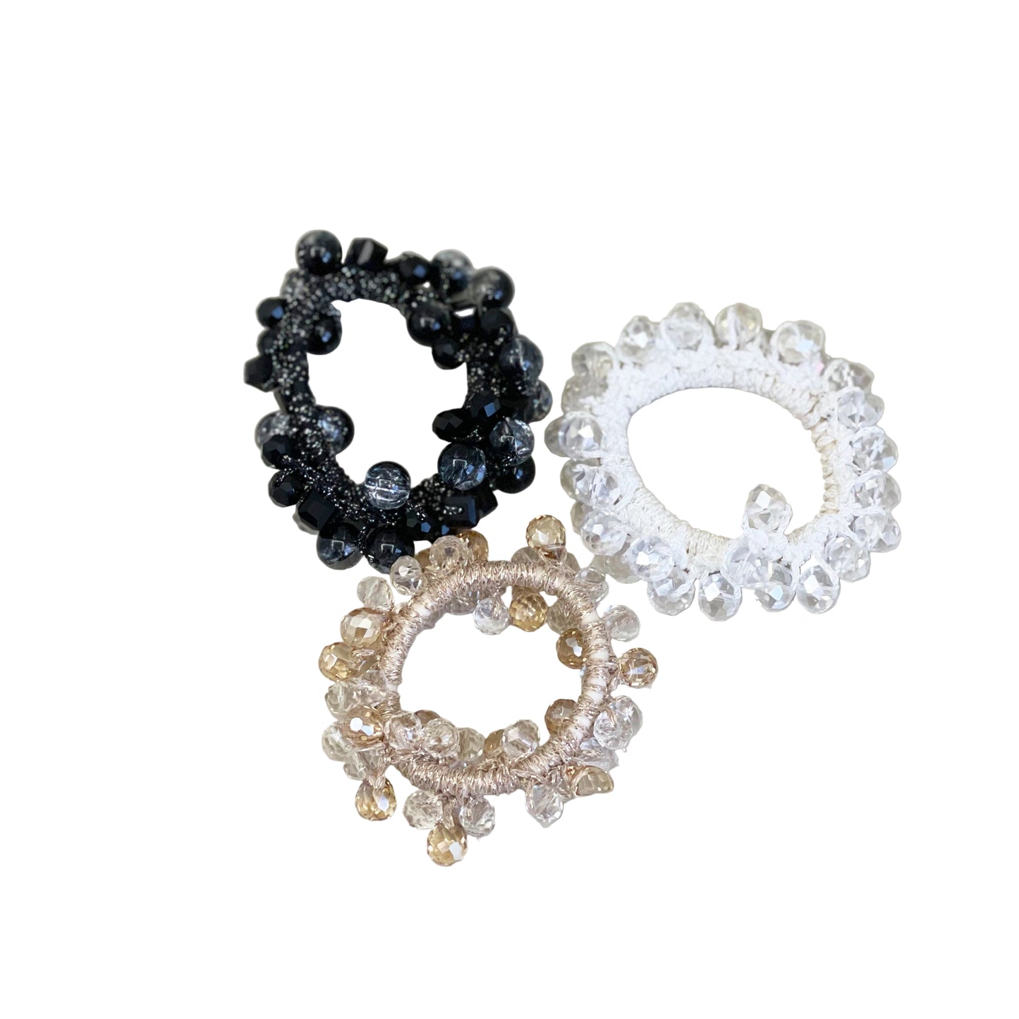 Premium Crystal Studded Hair Ties (Pack of 3)