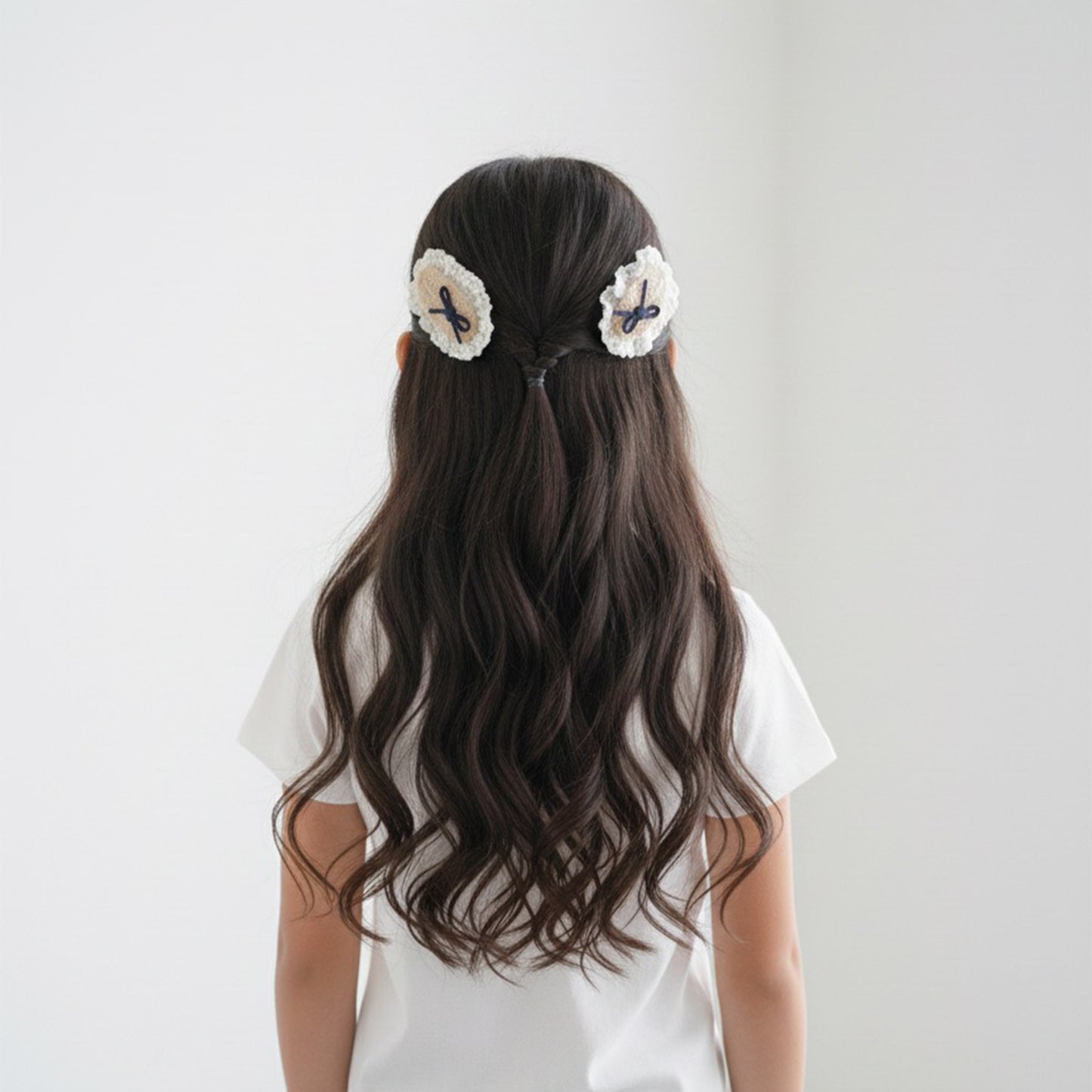 Sleek Bows on Beautiful Lacy Tic Tac Pins (Two pairs)