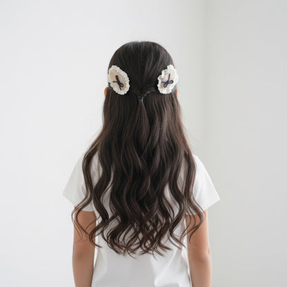 Sleek Bows on Beautiful Lacy Tic Tac Pins (Two pairs)