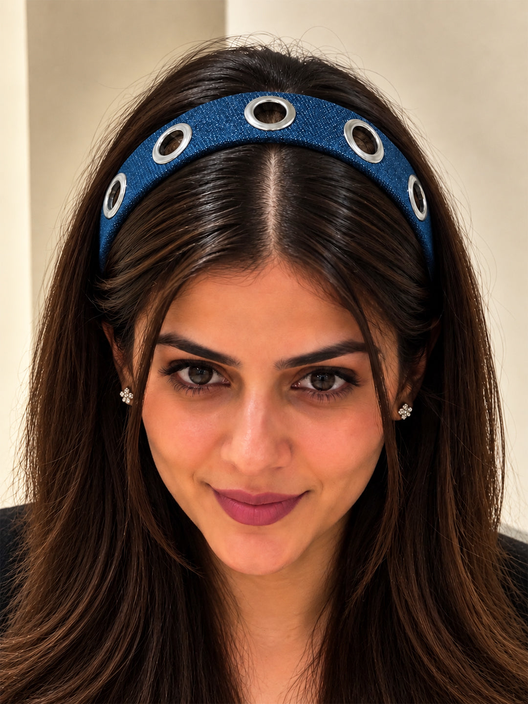 Eyelet Denim Headband (Light Blue)