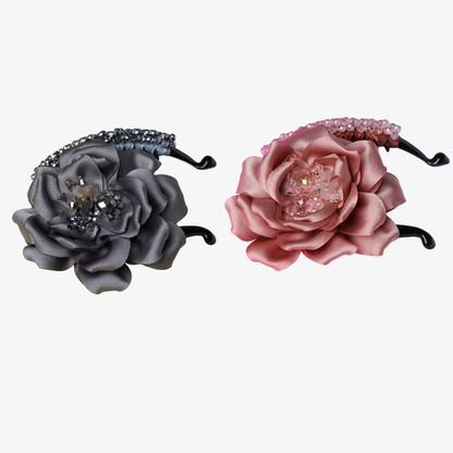 Crystal Banana Clip with Embellished Flower (Pack of 2)