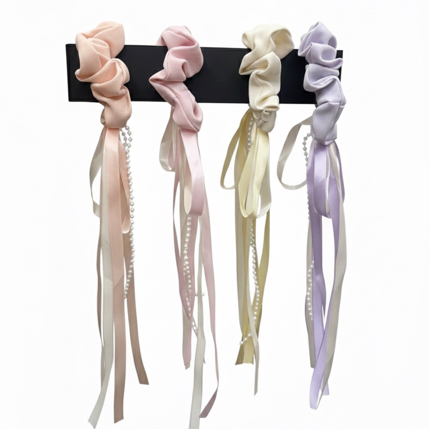 Scrunchie with Ribbon and Bead Strands