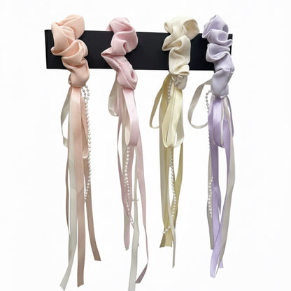 Scrunchie with Ribbon and Bead Strands