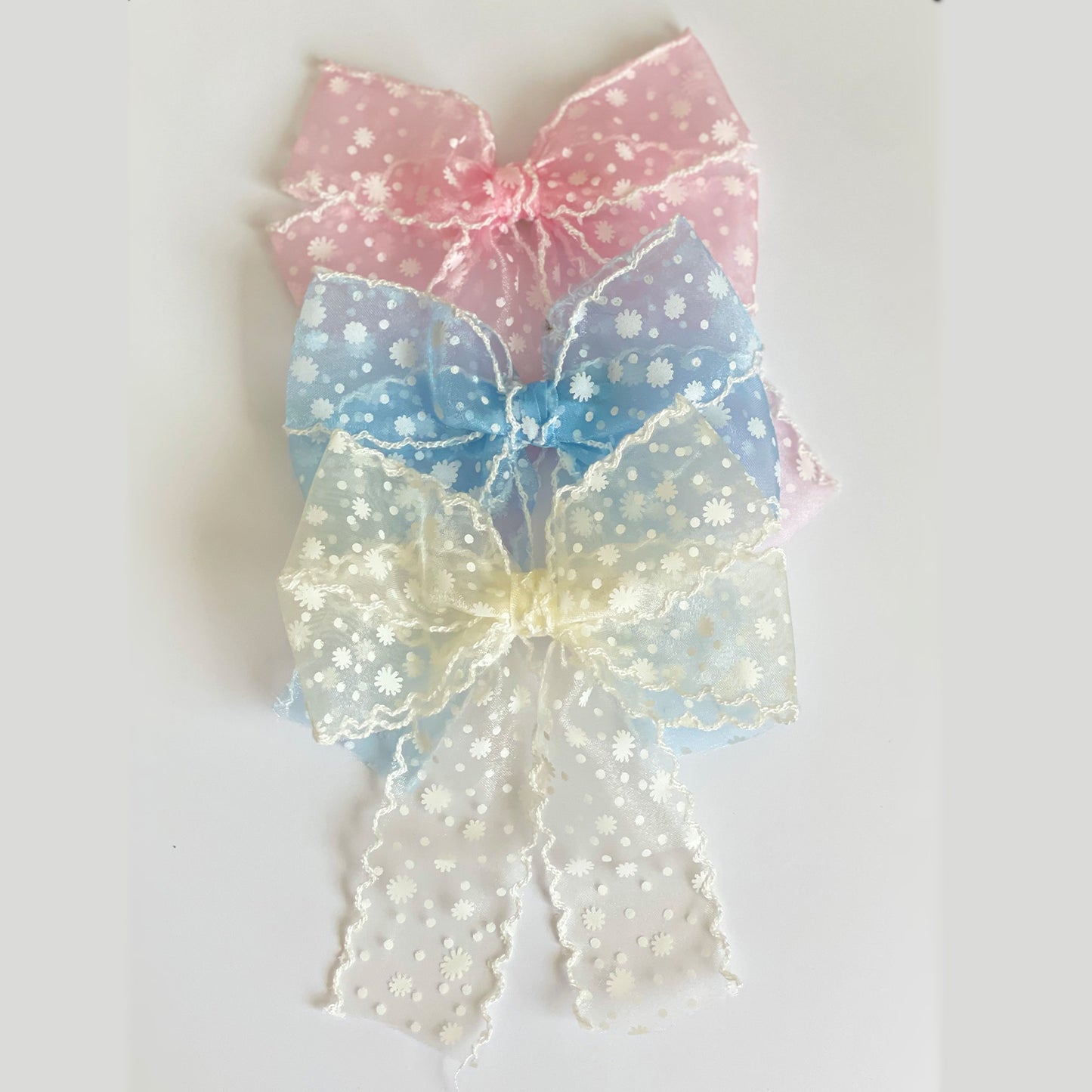 Organza Snowy Bow Clip