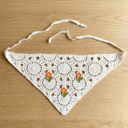 Crochet Bandanas ( Orange Flower)