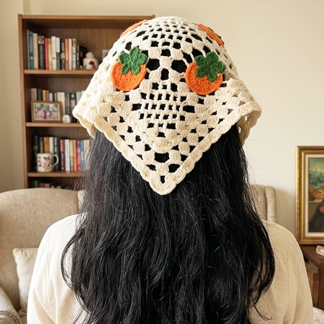 Crochet Bandanas ( Orange Flower)