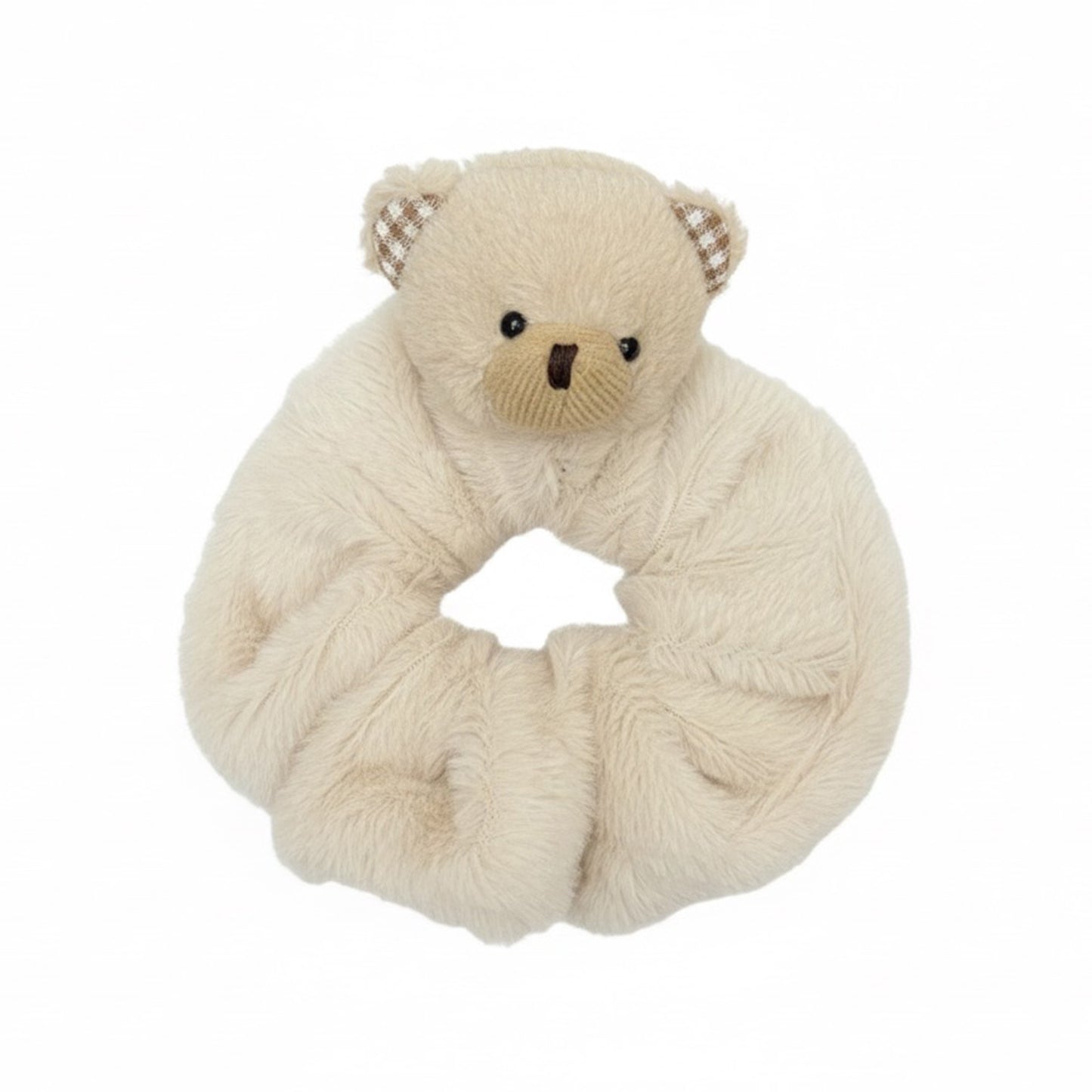 Furry Hair Scrunchie with teddy bear face