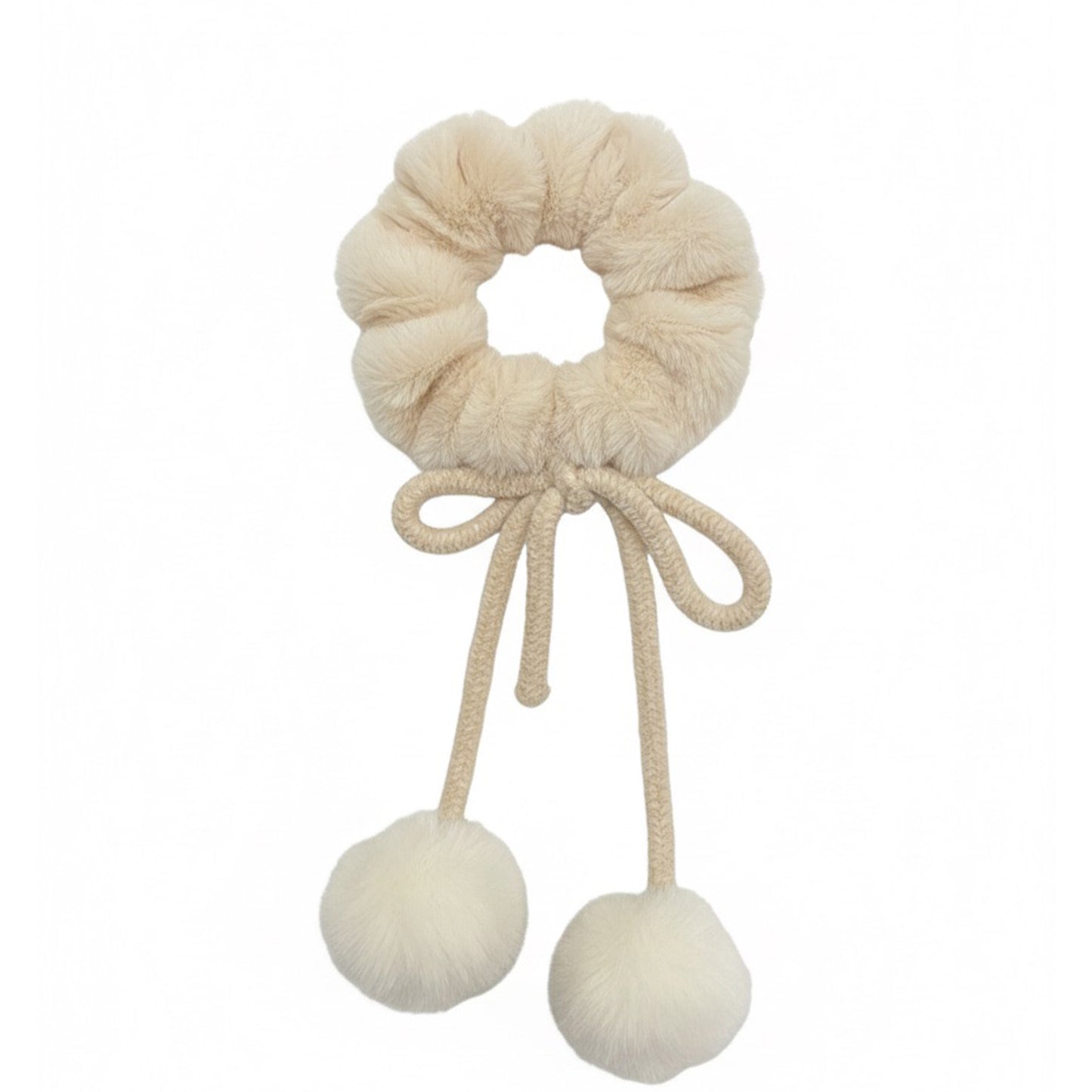 Furry Scrunchie with Pom Pom ( pack of 2)