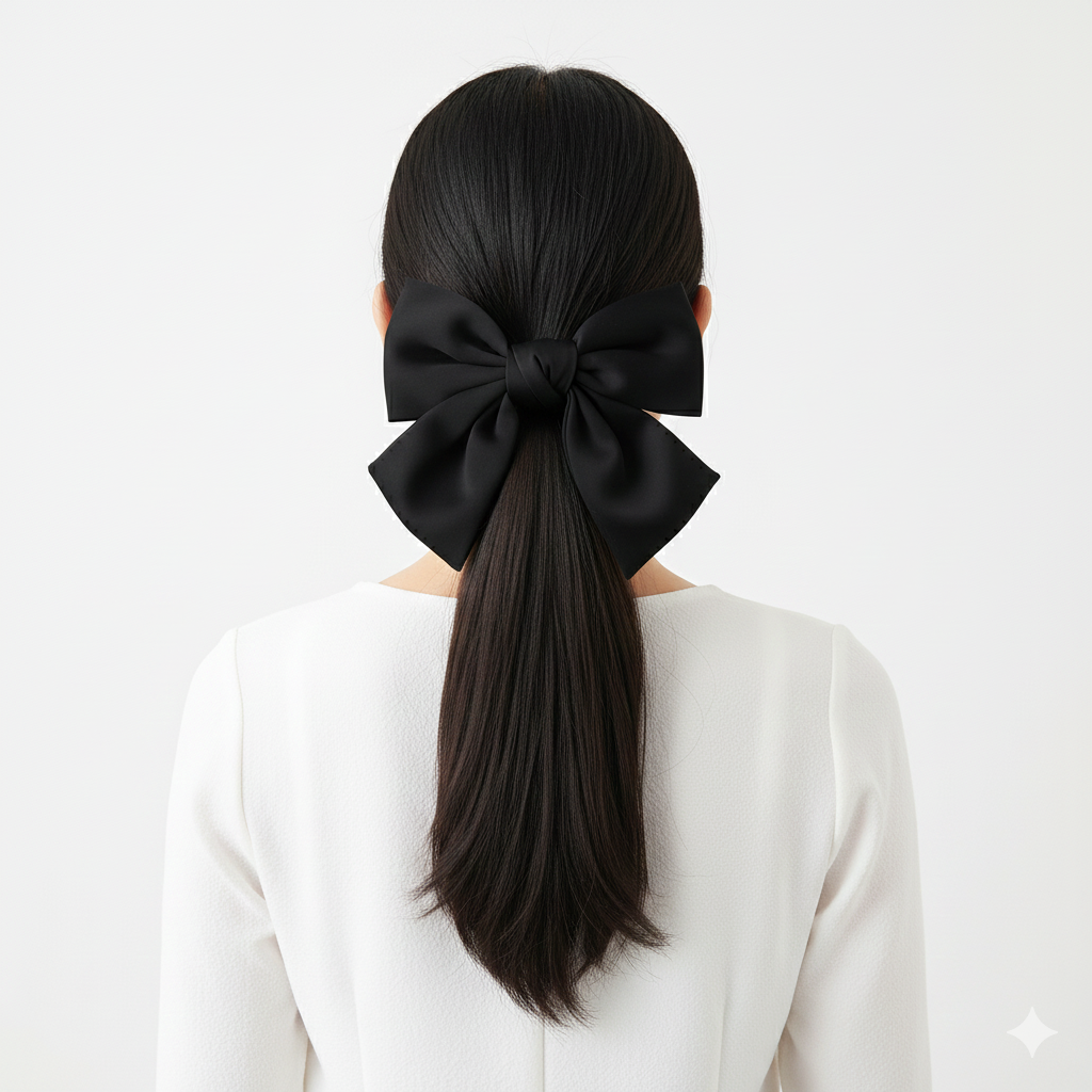 Satin Scrunchie Bow (Black)