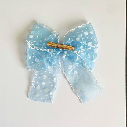Organza Snowy Bow Clip