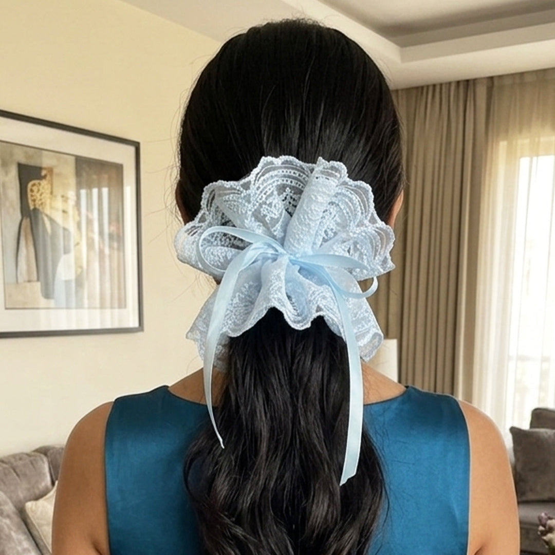 Frilly Hair Ties (Blue)