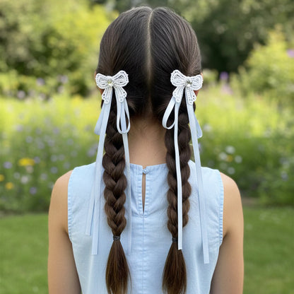 Dazzling Ribbon Side Clips with stud (Blue)