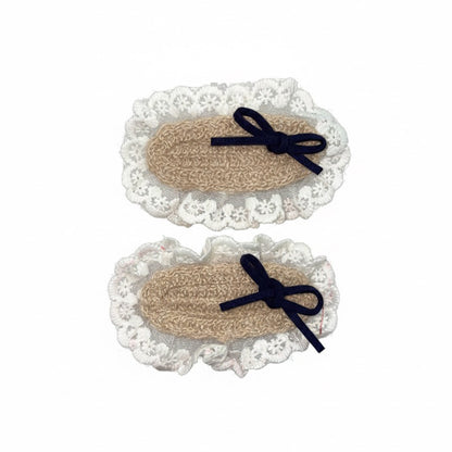 Sleek Bows on Beautiful Lacy Tic Tac Pins (Two pairs)
