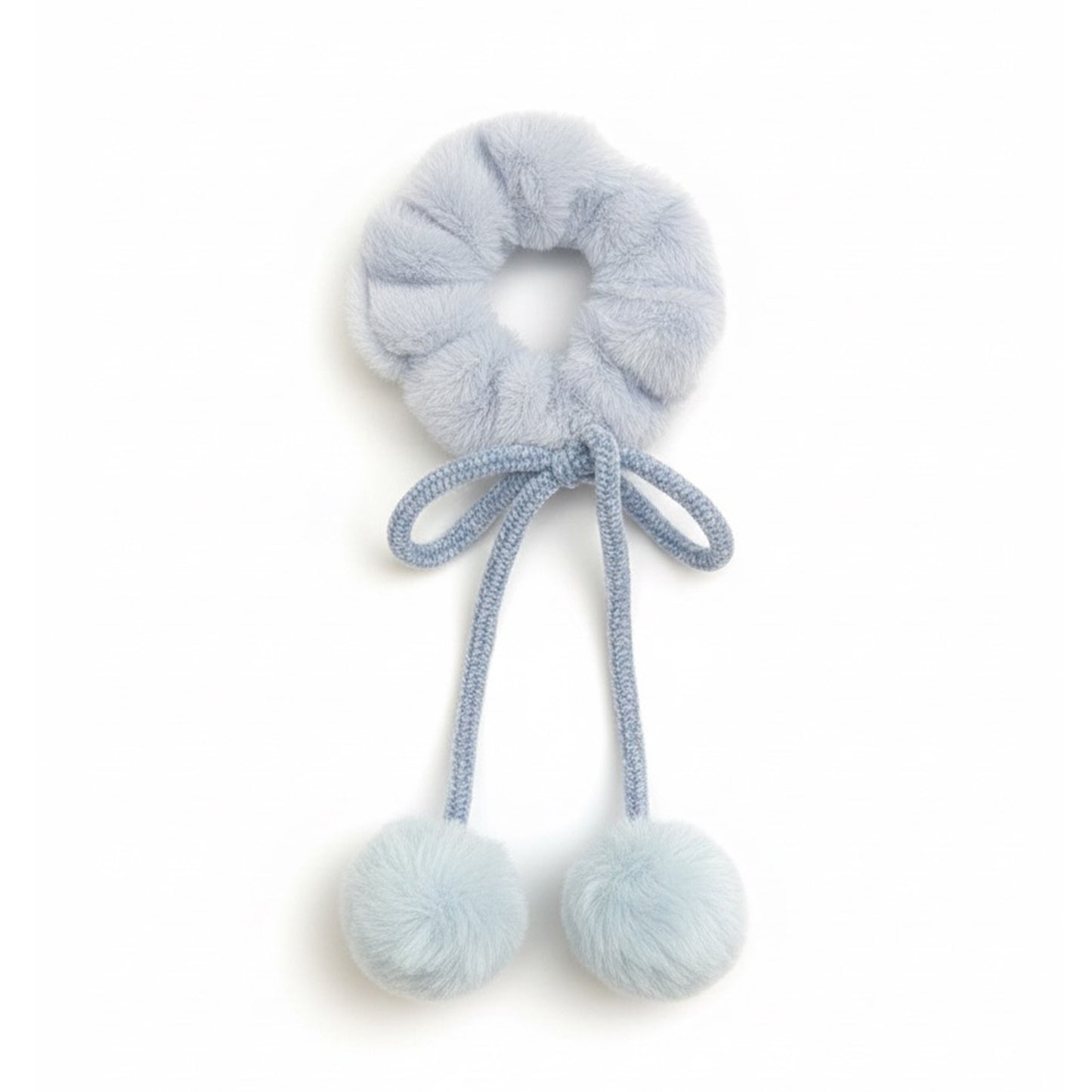 Furry Scrunchie with Pom Pom ( pack of 2)