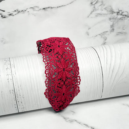 Broad Red Lacy floral Hairband