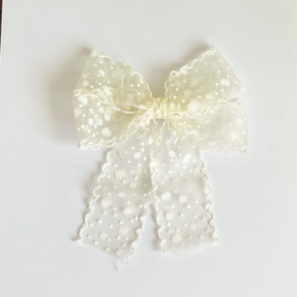 Organza Snowy Bow Clip