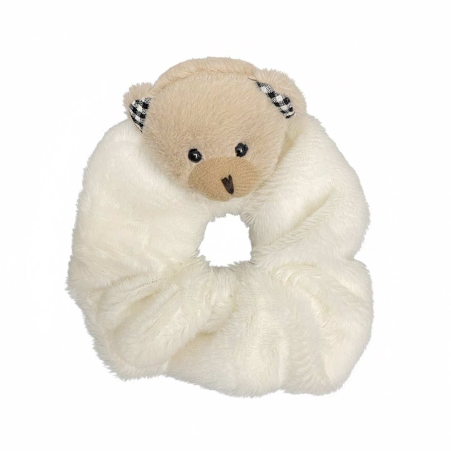 Furry Hair Scrunchie with teddy bear face