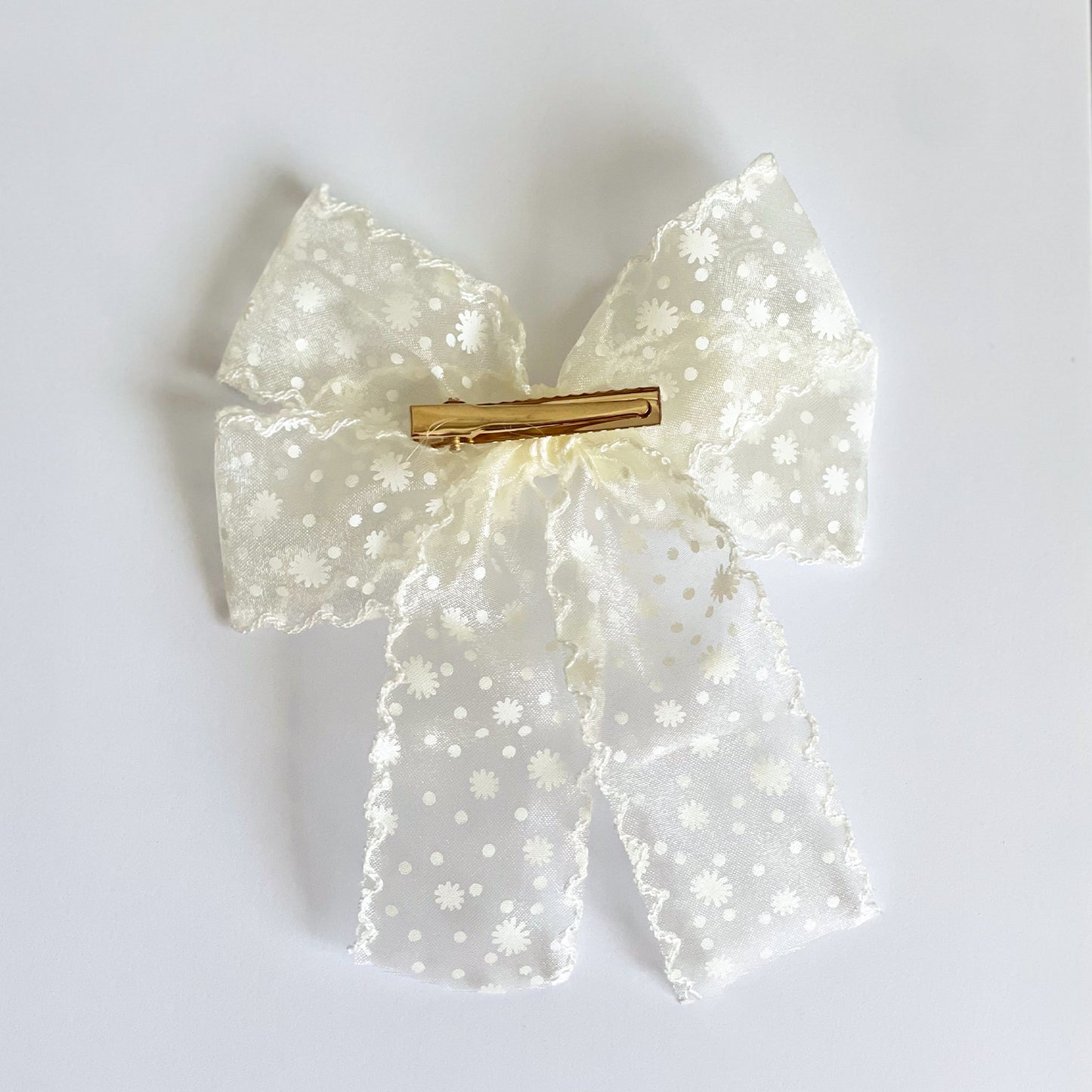Organza Snowy Bow Clip
