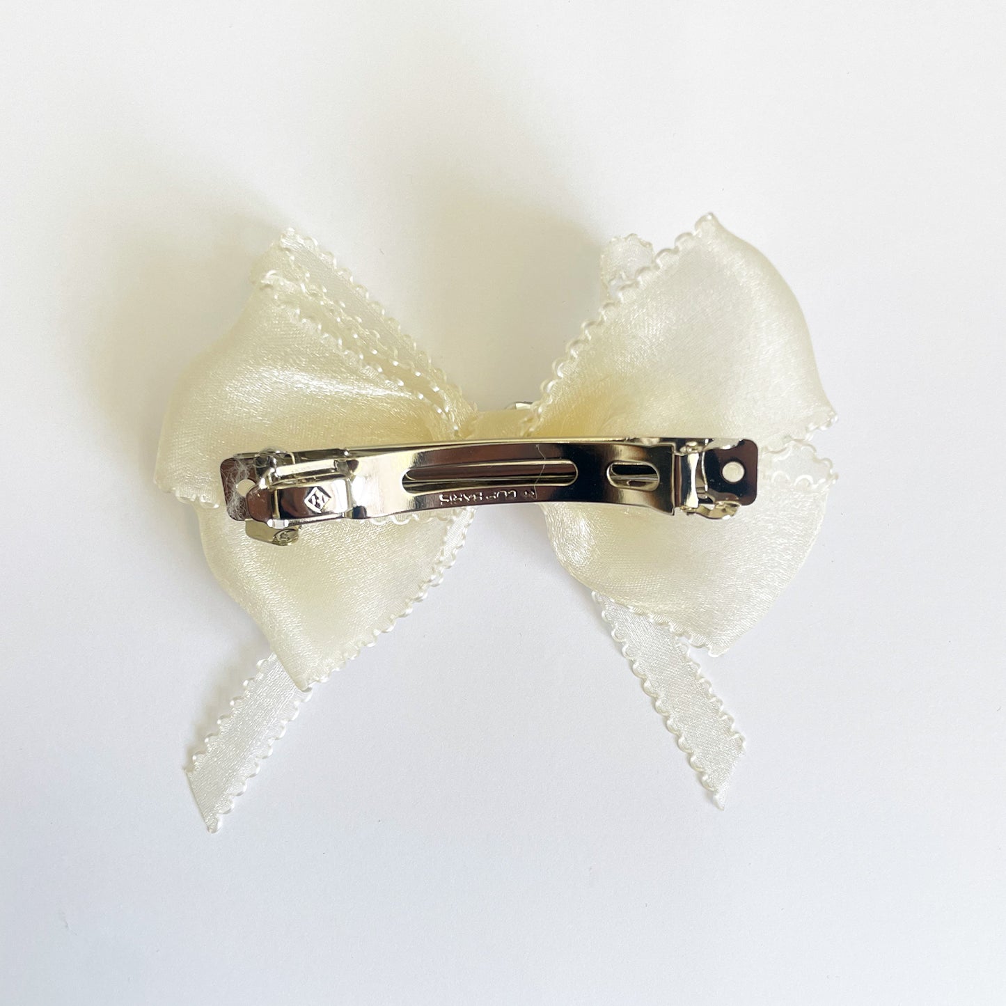 Delightful Sheer and studded Bow Clip (Cream)