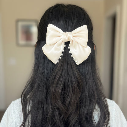 Stunning Pearly Bow Clips (Cream)