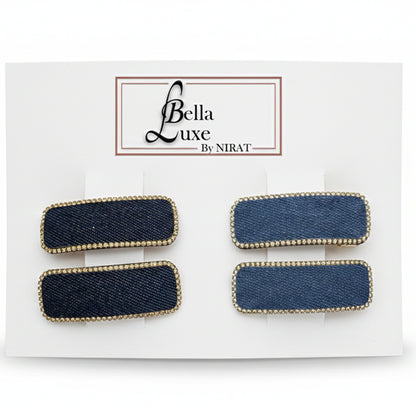 Studded Denim Clips with (Tic Tac) 2 Pairs