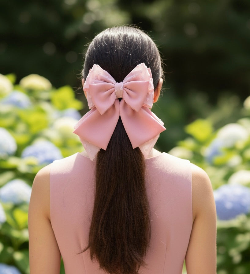 Multi Layered Georgette Bows (Pink)