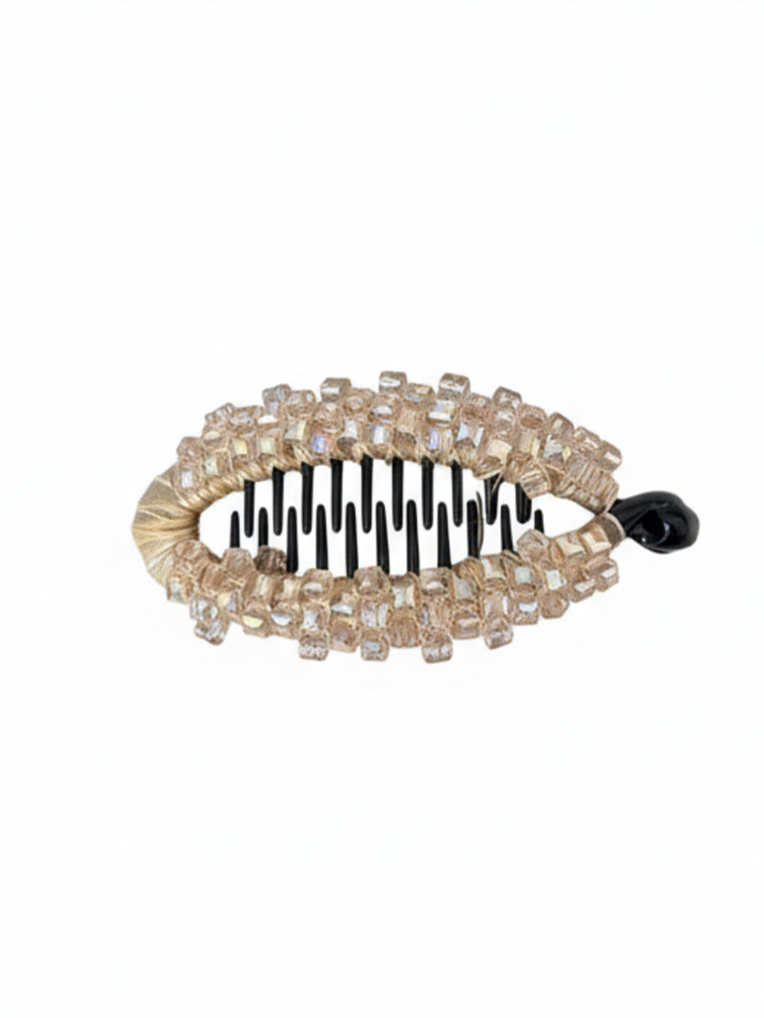 Floral Crystal Studded Banana Clip (Golden)