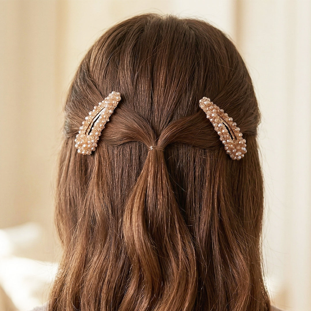 Elegant Crystal Studded Hair Pins (Tic Tac)