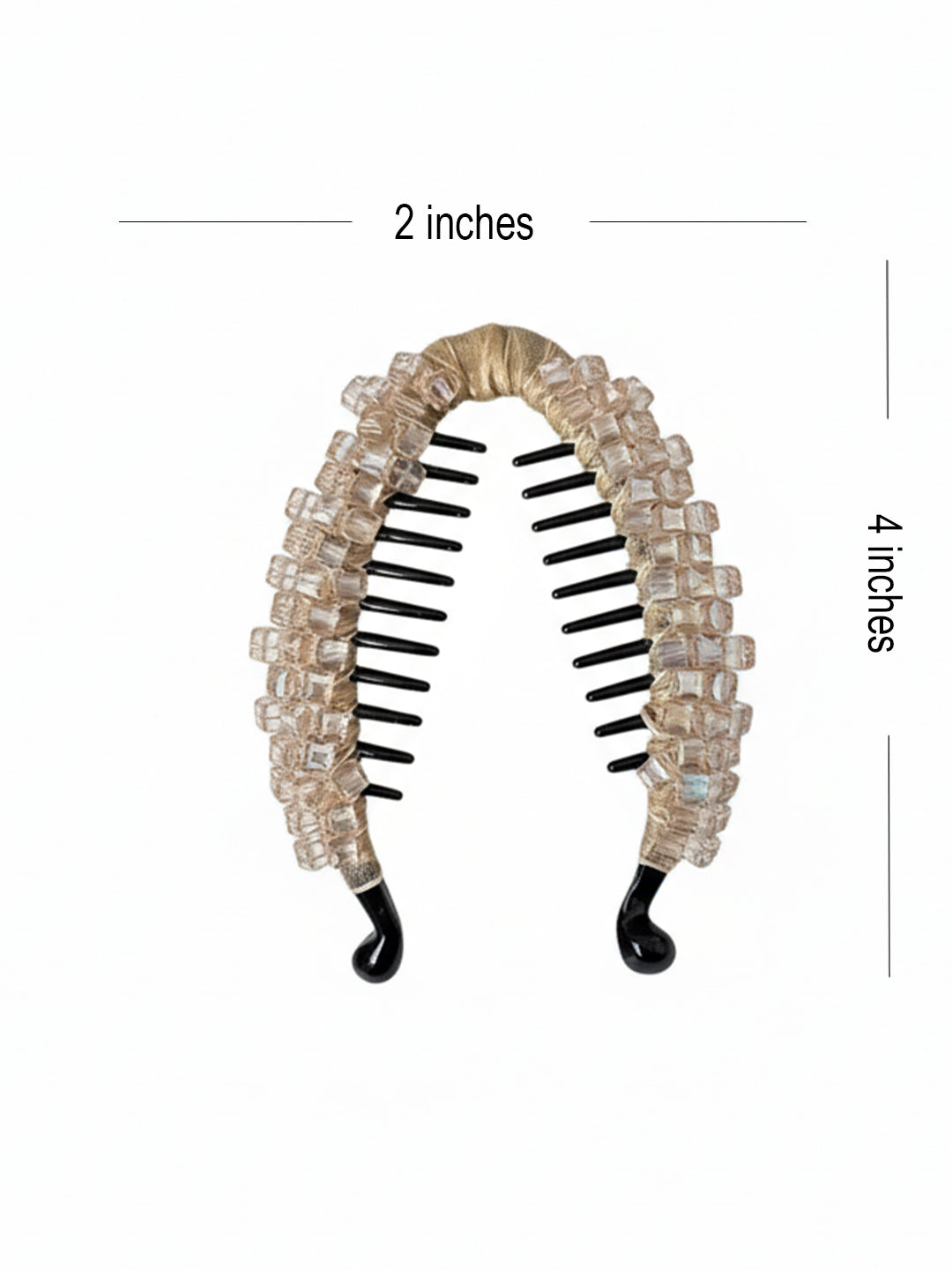 Floral Crystal Studded Banana Clip (Golden)