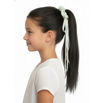 Scrunchie with Ribbon and Bead Strands