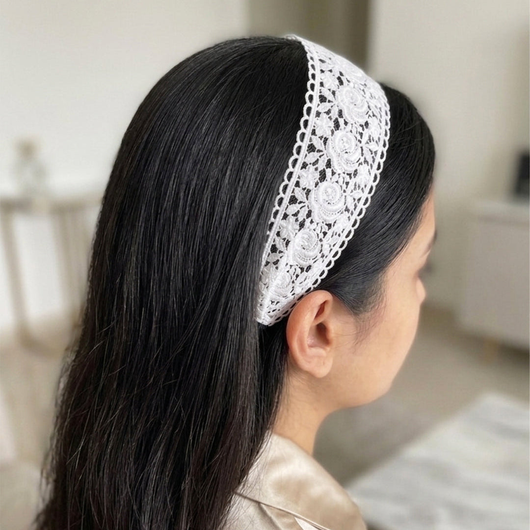 Floral Lacy Hairbands (White)