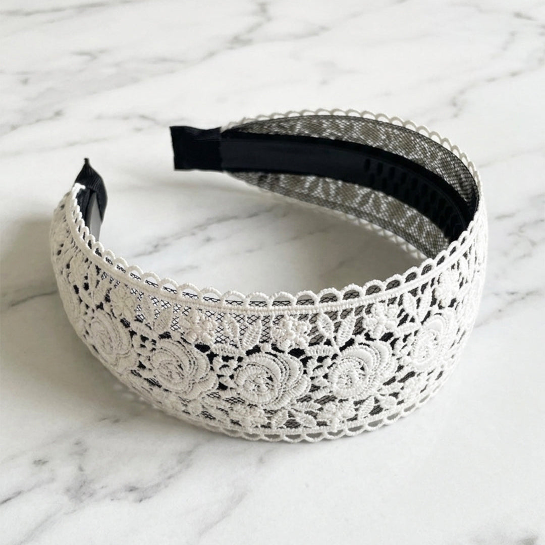 Floral Lacy Hairbands (White)