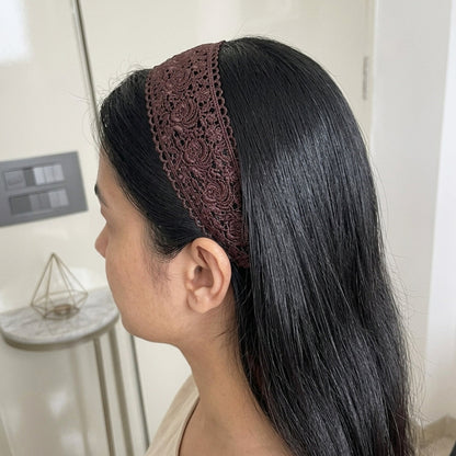 Floral Lacy Hairbands (Brown)