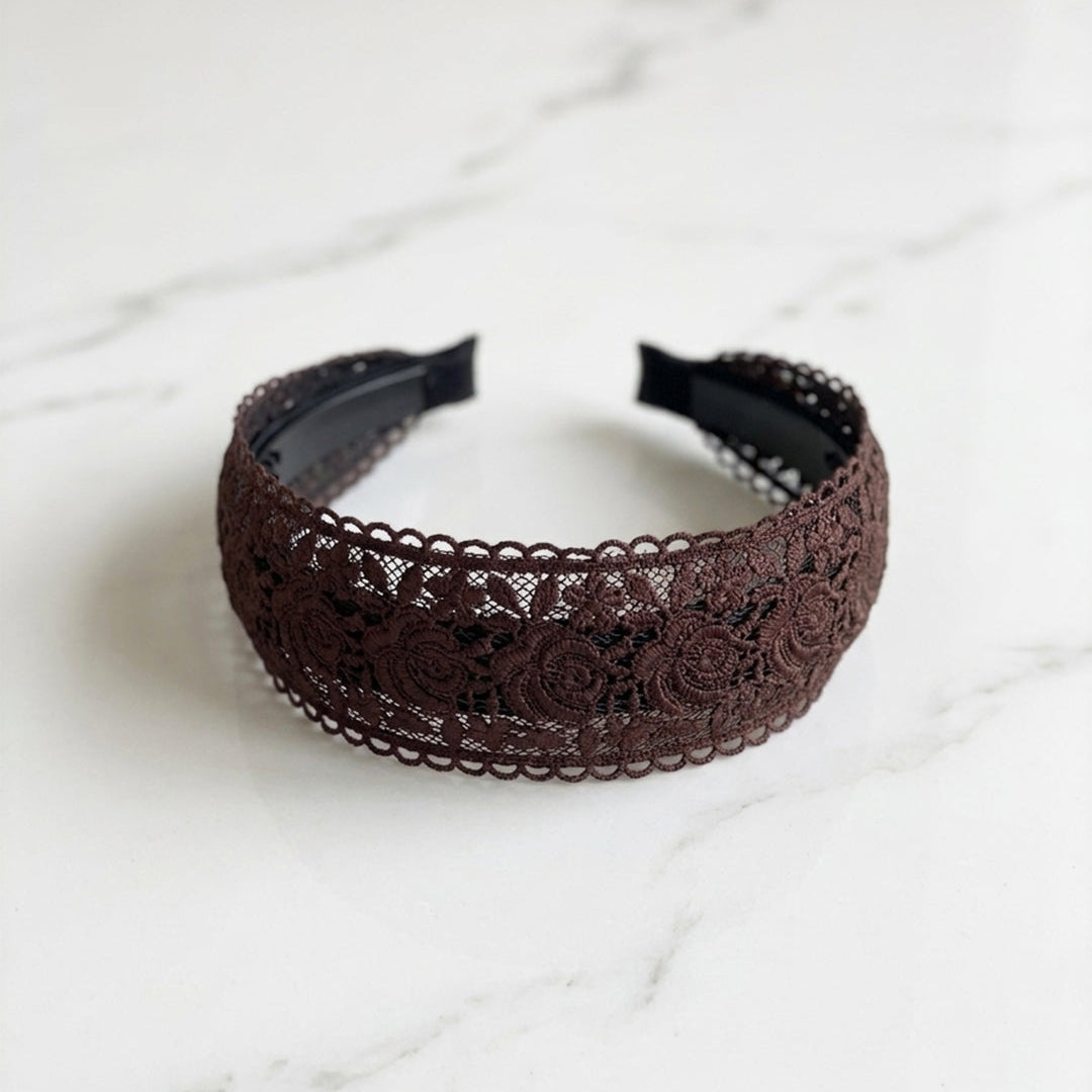 Floral Lacy Hairbands (Brown)