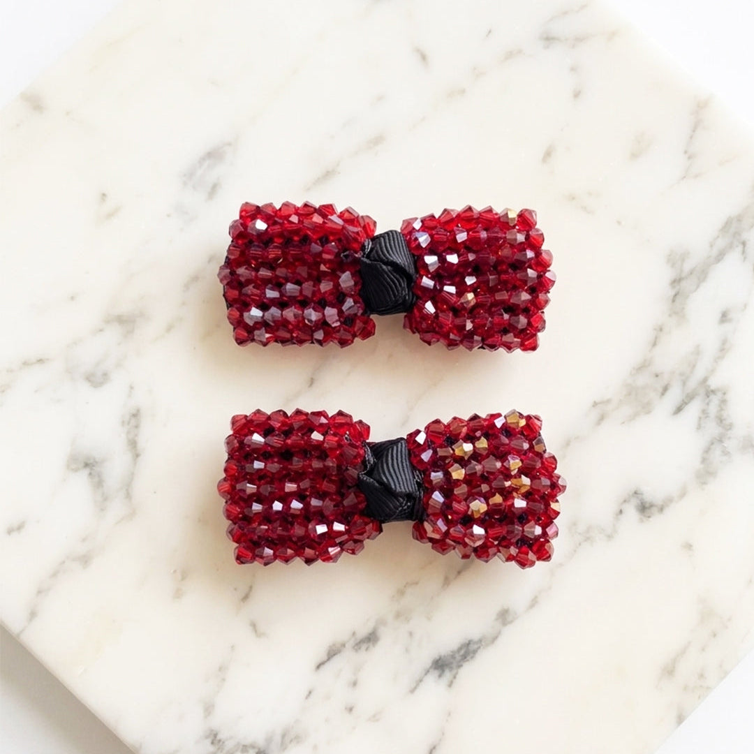 Elegant Crystal Studded Bow Hair Pins