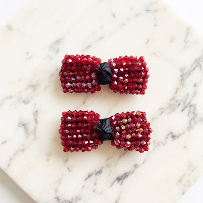 Elegant Crystal Studded Bow Hair Pins
