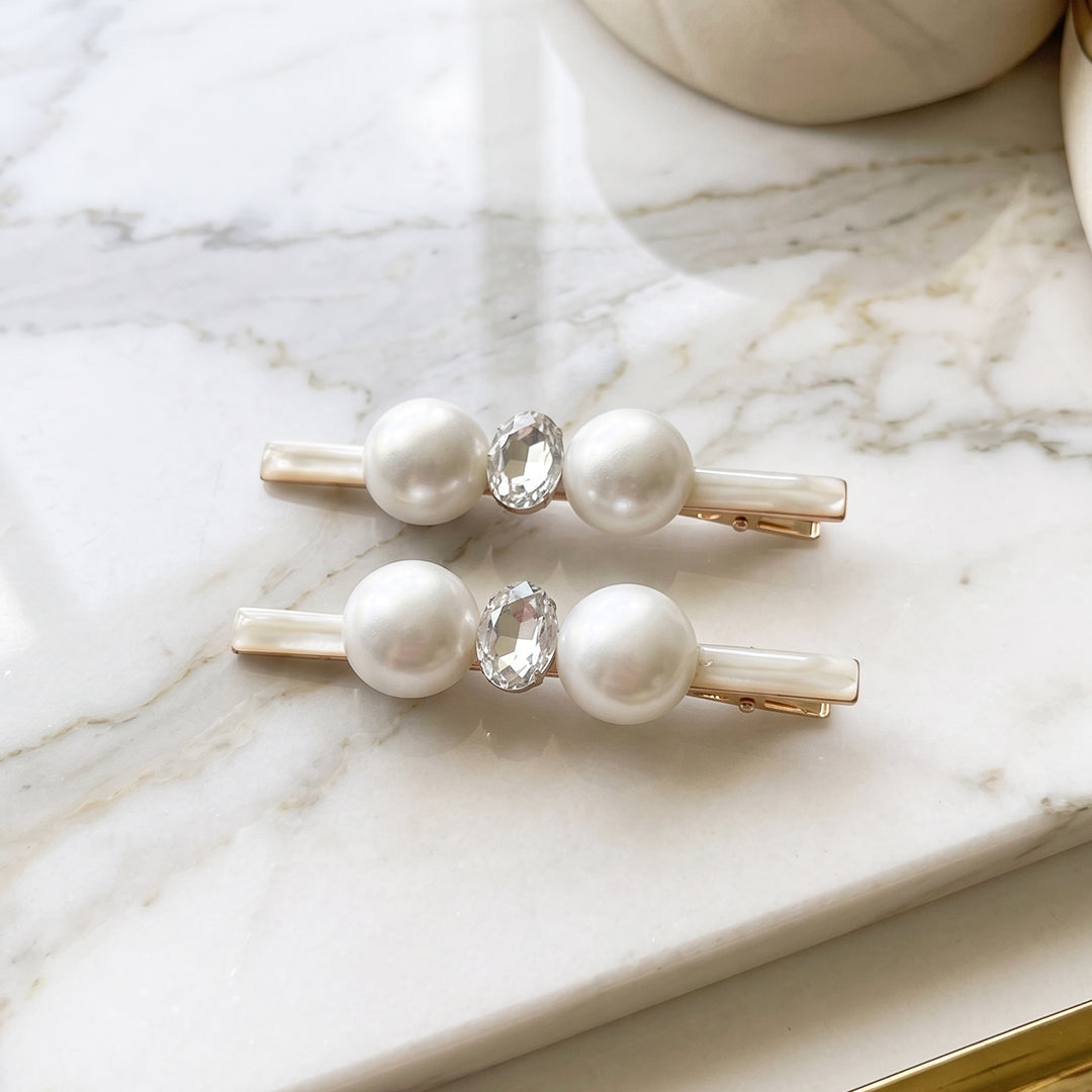 Celestial Pearl Alligator Clips (2 Pairs)