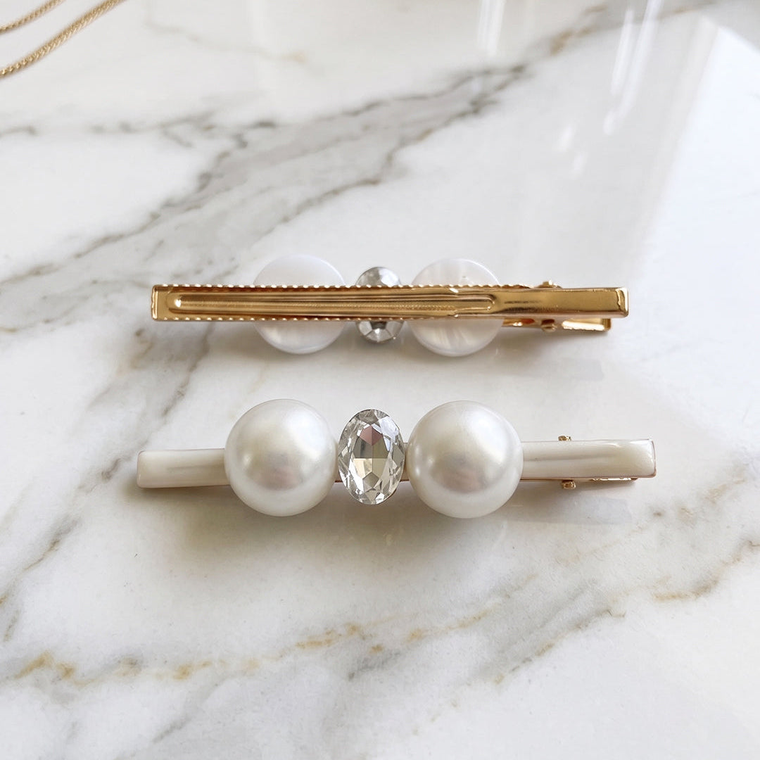 Celestial Pearl Alligator Clips (2 Pairs)