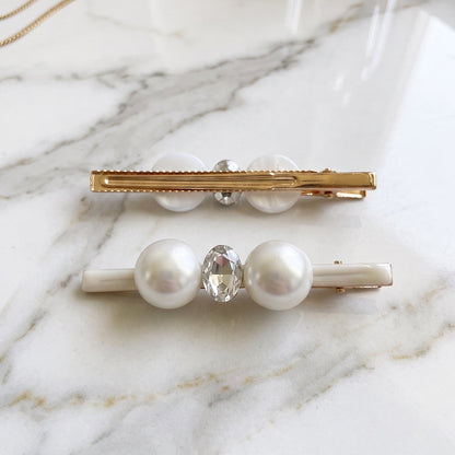 Celestial Pearl Alligator Clips (2 Pairs)