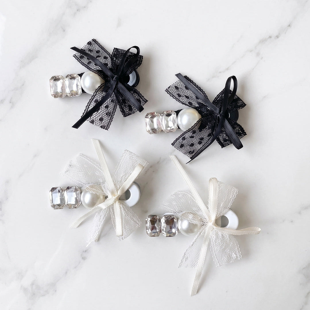 Studded Bow Side Clips (2 Pairs)
