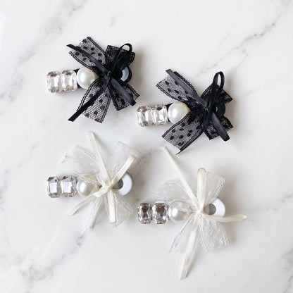 Studded Bow Side Clips (2 Pairs)