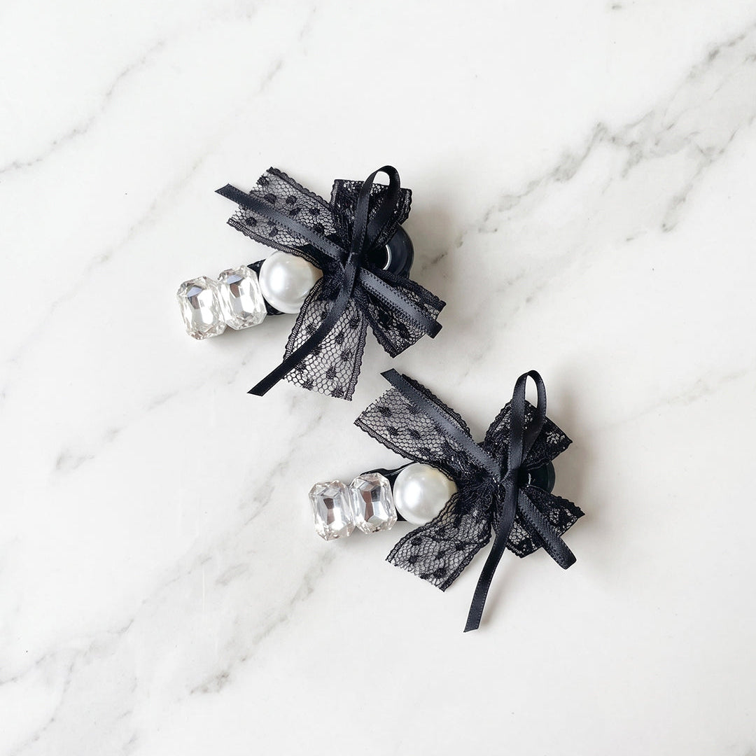 Studded Bow Side Clips (2 Pairs)