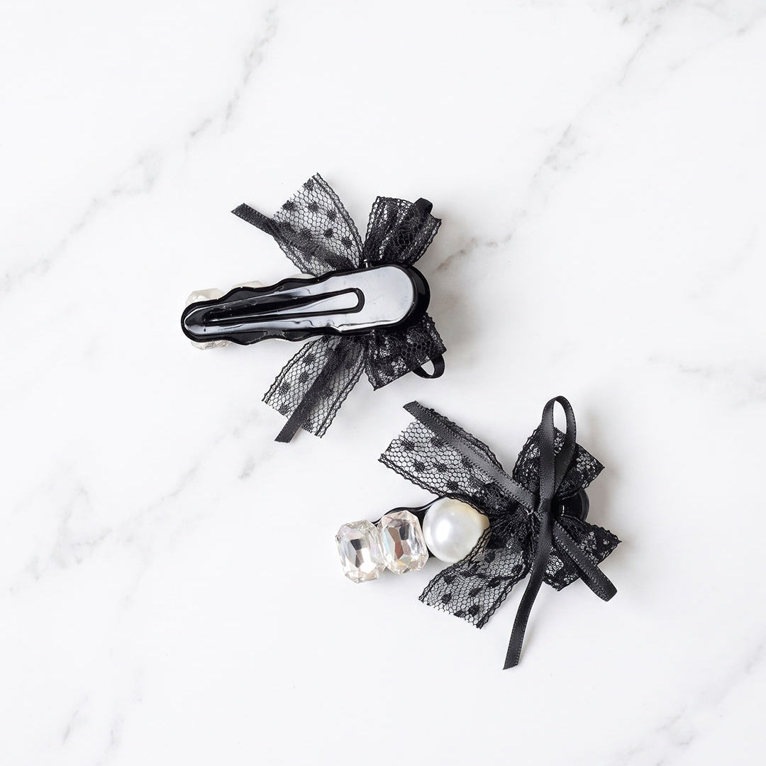 Studded Bow Side Clips (2 Pairs)