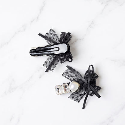 Studded Bow Side Clips (2 Pairs)