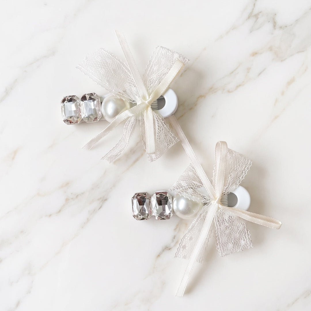 Studded Bow Side Clips (2 Pairs)