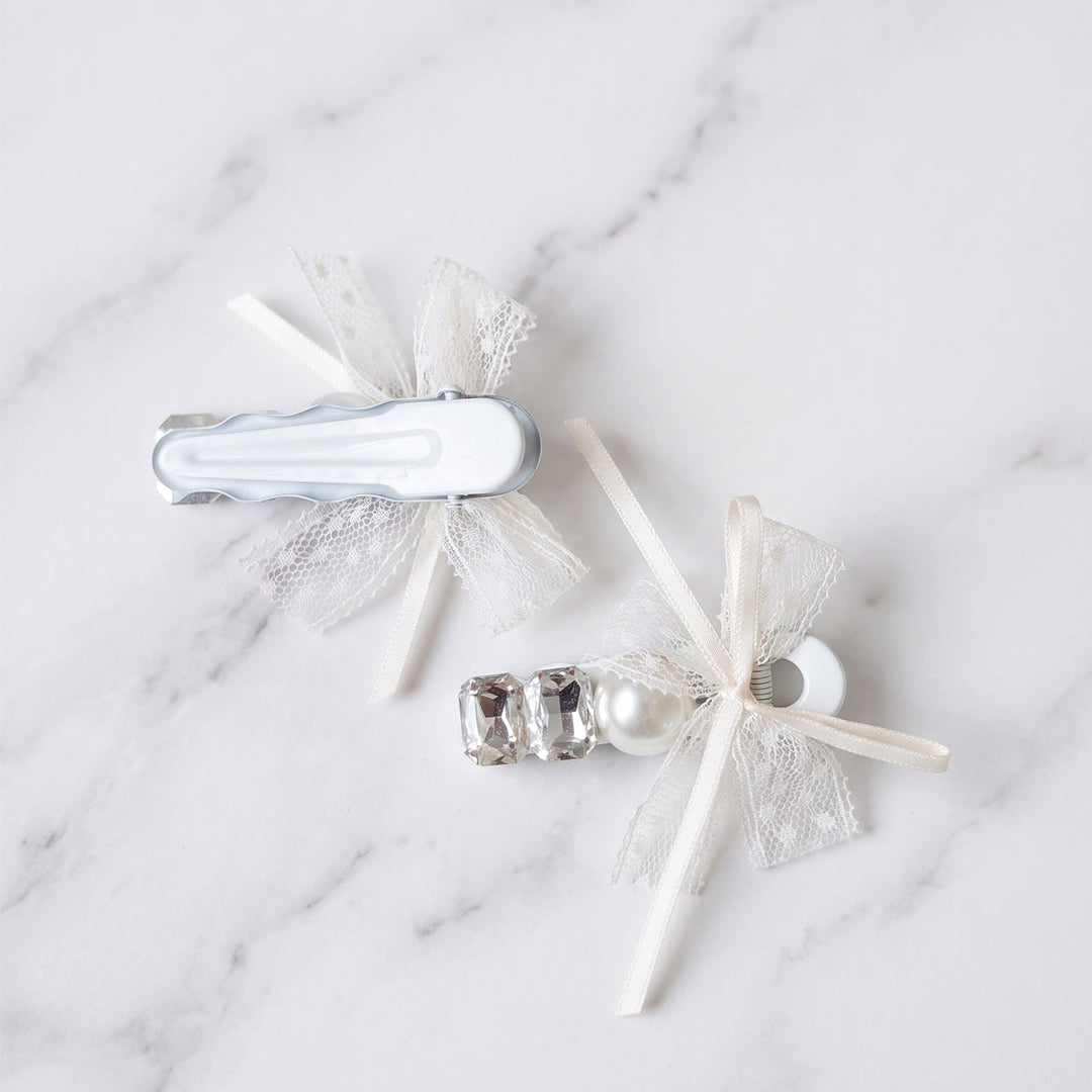 Studded Bow Side Clips (2 Pairs)